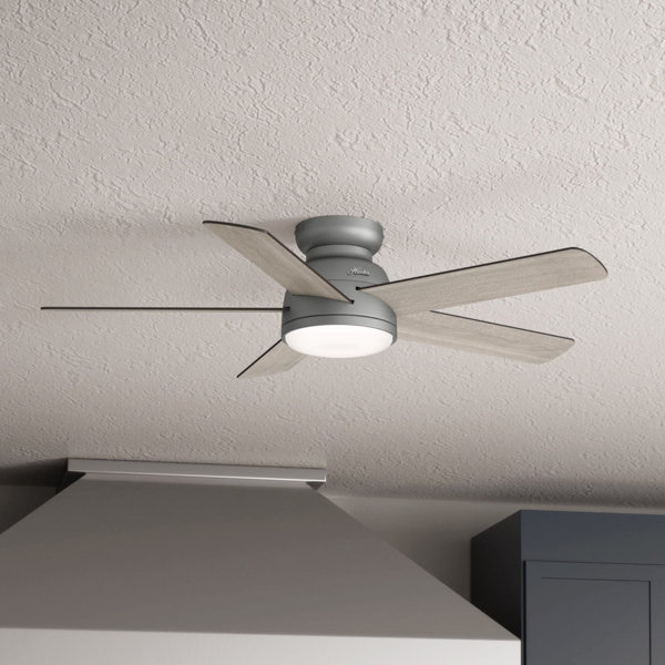 Hunter Fan 54" Romulus 5 - Blade LED Smart Flush Mount Ceiling Fan with Remote Control and Light 